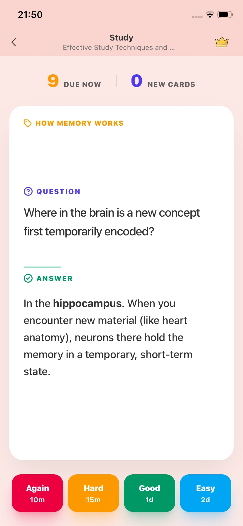 MasteryAI Spaced Flashcards (FSRS) interface