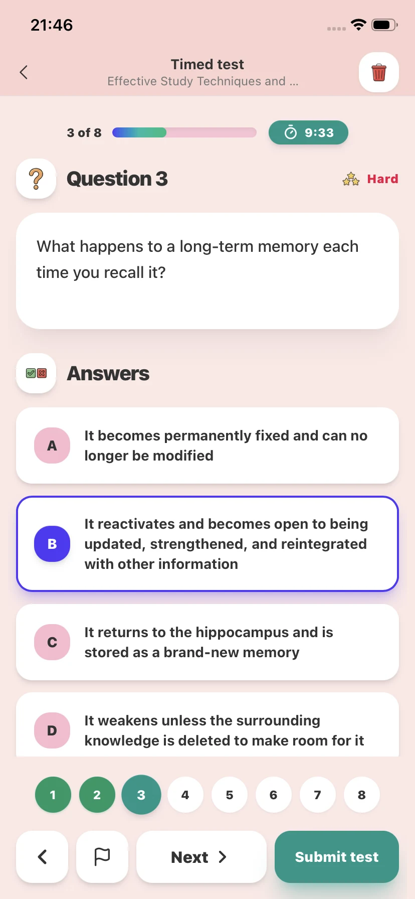 MasteryAI Practice Quizzes & Test Modes interface